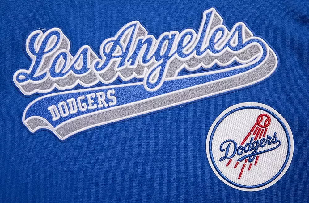 Pro Standard Men's MLB Los Angeles Dodgers Script Tail Rib Fleece Pullover Hoodie - Blue - BLUE