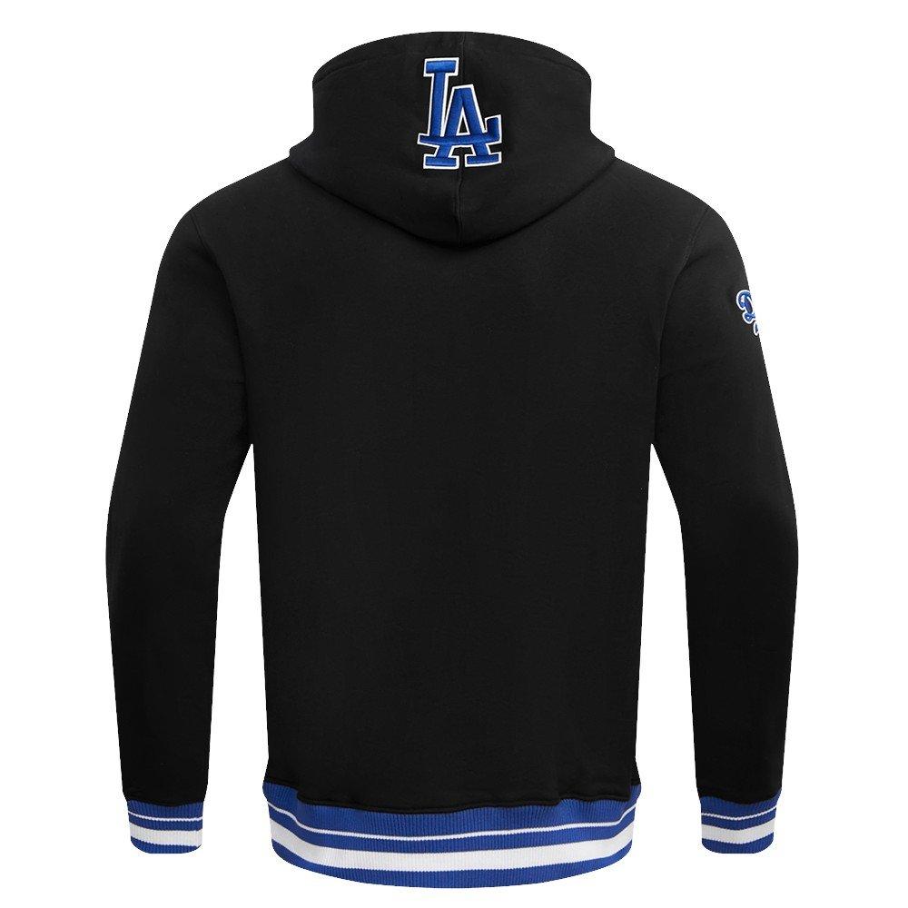 Pro Standard Men's MLB Los Angeles Dodgers Script Tail Rib Fleece Pullover Hoodie - Black/Blue - BLACK/BLUE