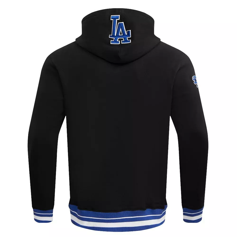 Pro Standard Men's MLB Los Angeles Dodgers Script Tail Rib Fleece Pullover Hoodie - Black/Blue - BLACK/BLUE