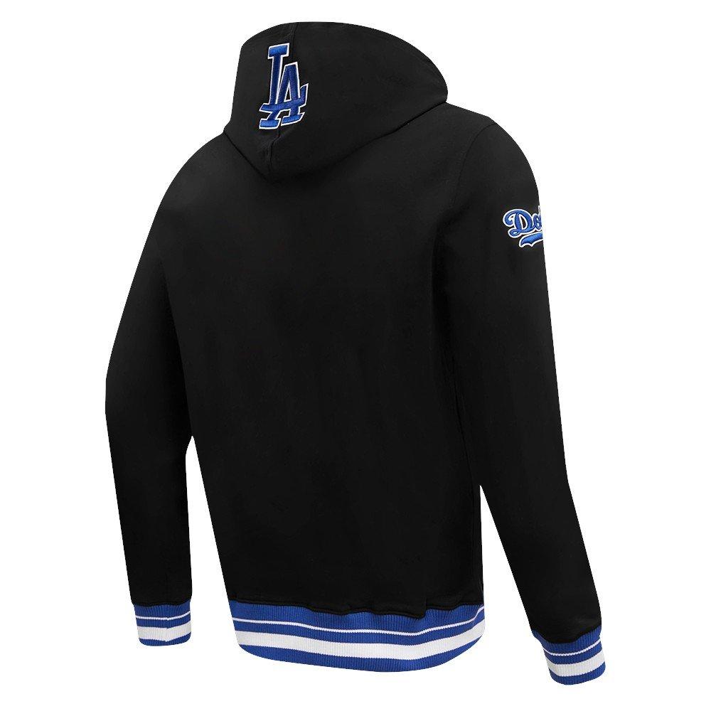 Pro Standard Men's MLB Los Angeles Dodgers Script Tail Rib Fleece Pullover Hoodie - Black/Blue - BLACK/BLUE