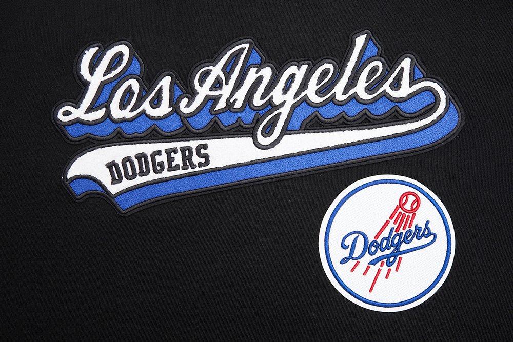Pro Standard Men's MLB Los Angeles Dodgers Script Tail Rib Fleece Pullover Hoodie - Black/Blue - BLACK/BLUE