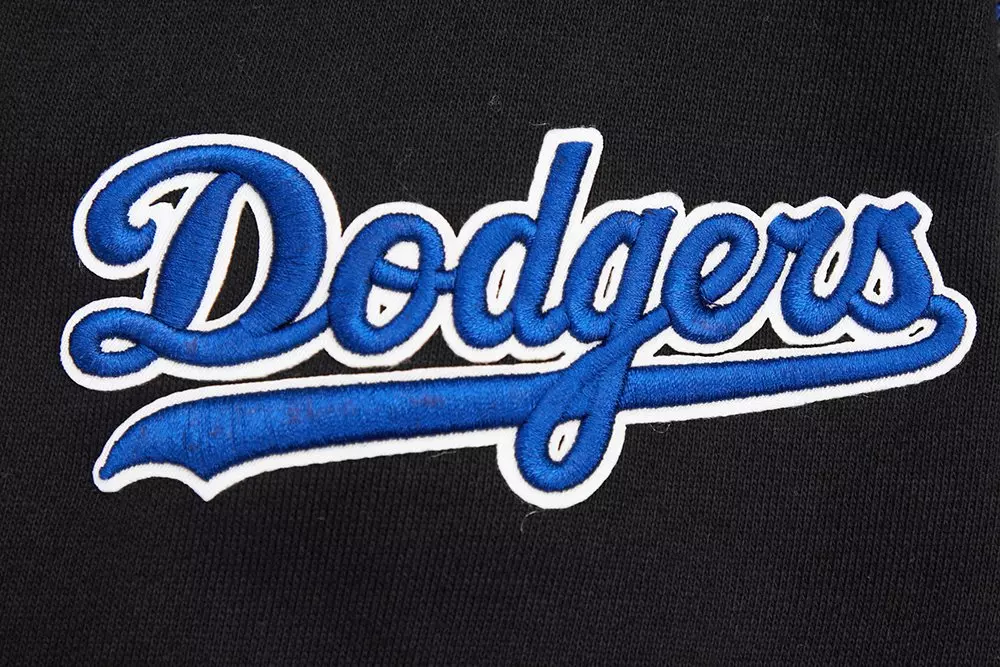 Pro Standard Men's MLB Los Angeles Dodgers Script Tail Rib Fleece Pullover Hoodie - Black/Blue - BLACK/BLUE