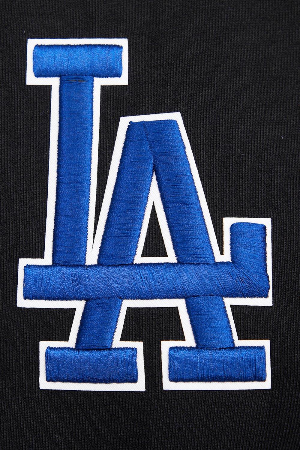 Pro Standard Men's MLB Los Angeles Dodgers Script Tail Rib Fleece Pullover Hoodie - Black/Blue - BLACK/BLUE