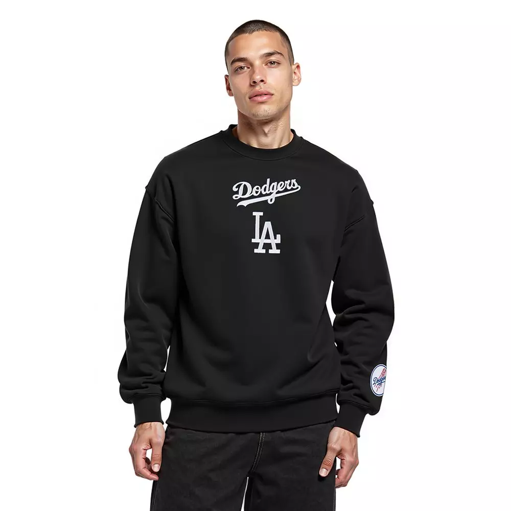 Pro Standard Men's MLB Los Angeles Dodgers Wingspan Drop Shoulder Fleece Crewneck - Black - BLACK