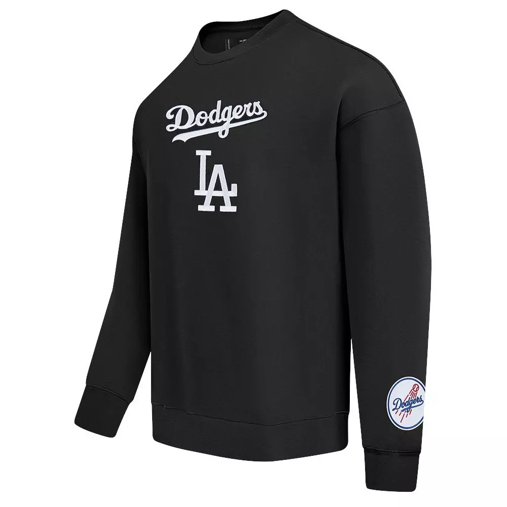 Pro Standard Men's MLB Los Angeles Dodgers Wingspan Drop Shoulder Fleece Crewneck - Black - BLACK