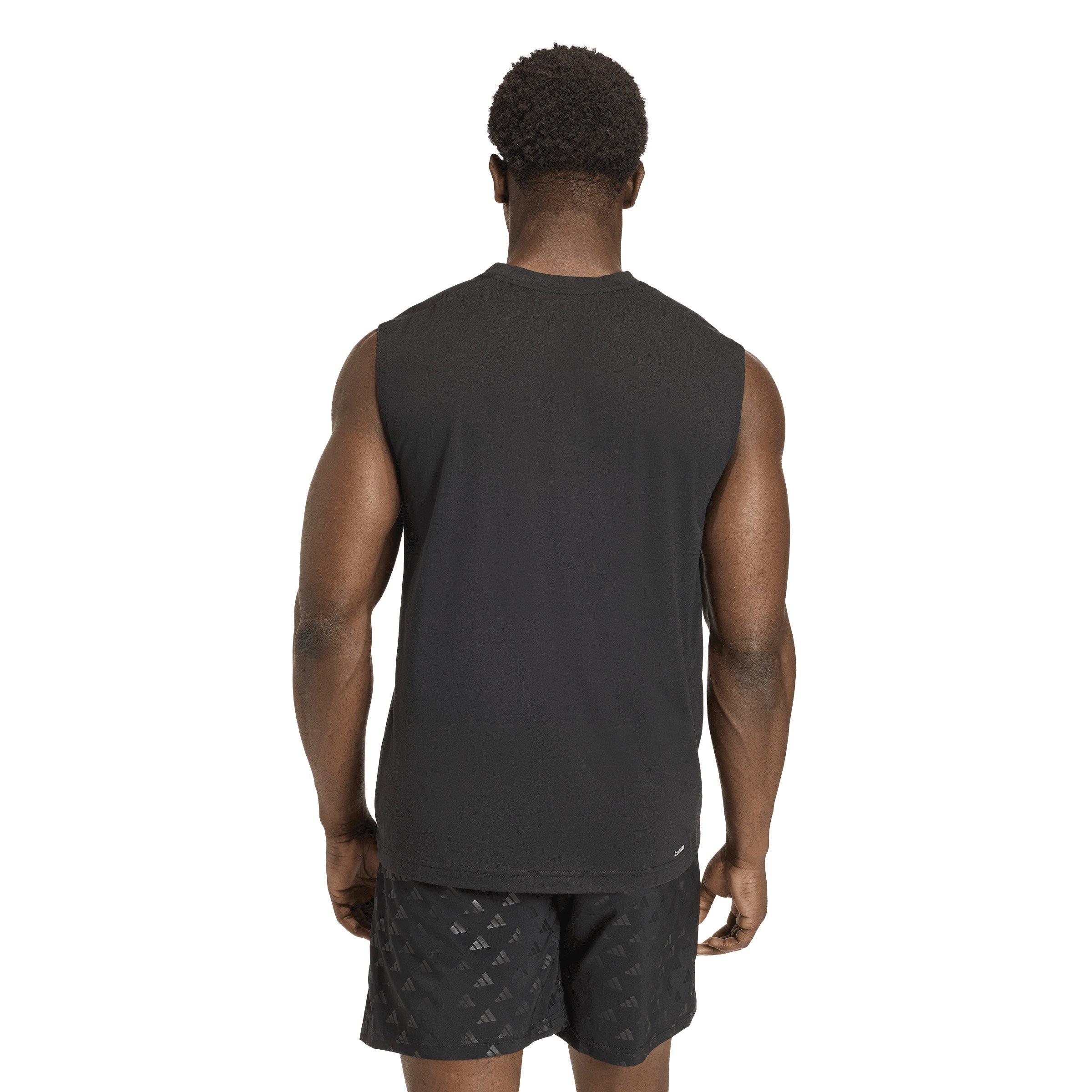adidas Men's Workout Essentials Feel Ready Sleeveless T-Shirt - Black - BLACK Thumbnail View 2