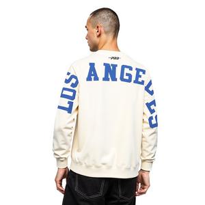 Pro Standard Men's MLB Los Angeles Dodgers Wingspan Drop Shoulder Fleece Crewneck - Eggshell - EGGSHELL