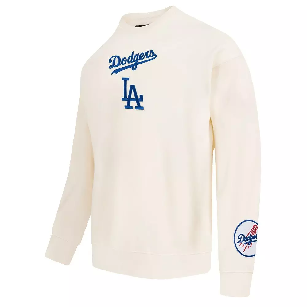 Pro Standard Men's MLB Los Angeles Dodgers Wingspan Drop Shoulder Fleece Crewneck - Eggshell - EGGSHELL