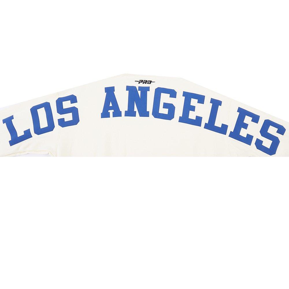 Pro Standard Men's MLB Los Angeles Dodgers Wingspan Drop Shoulder Fleece Crewneck - Eggshell - EGGSHELL