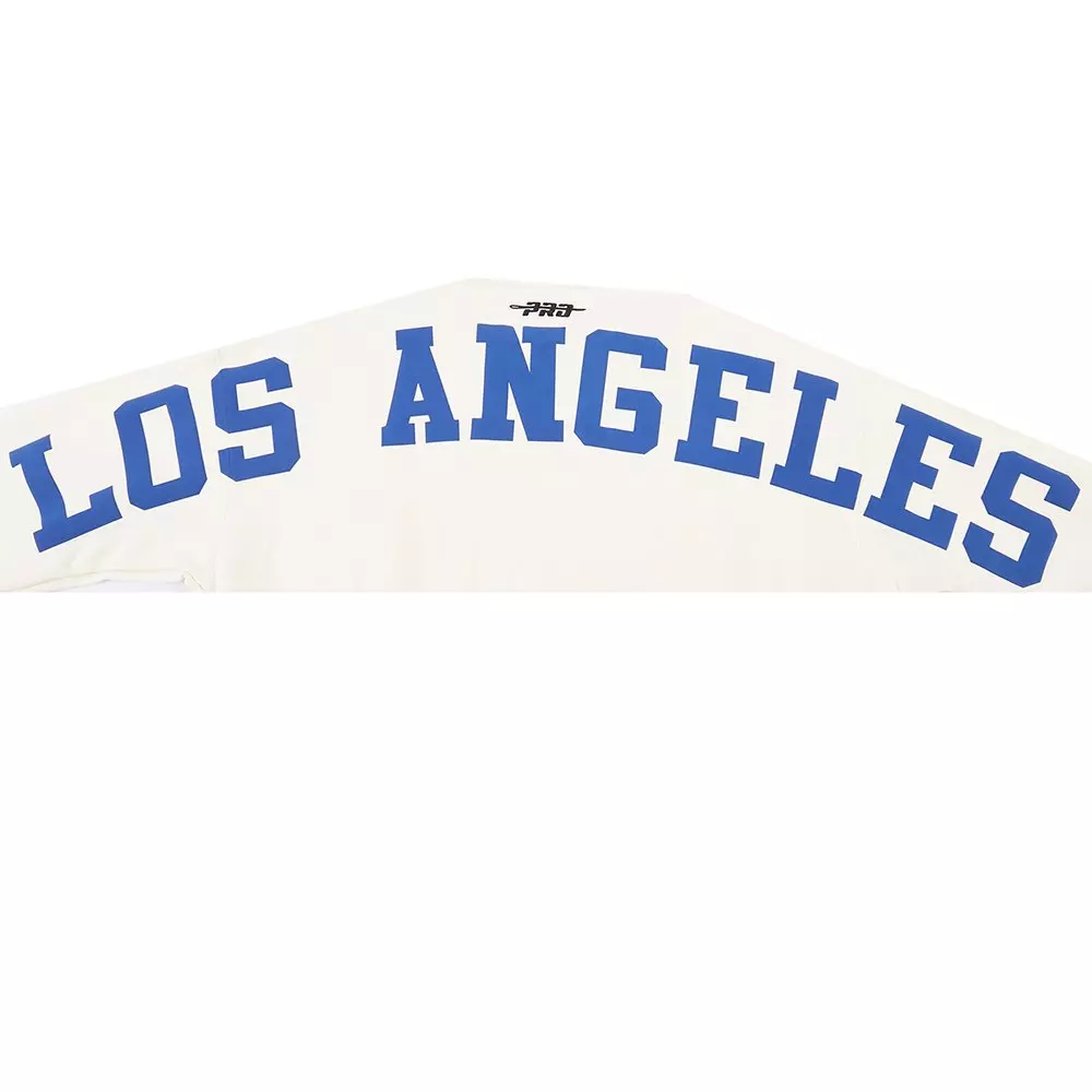 Pro Standard Men's MLB Los Angeles Dodgers Wingspan Drop Shoulder Fleece Crewneck - Eggshell - EGGSHELL