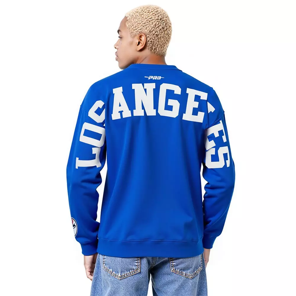 Pro Standard Men's MLB Los Angeles Dodgers Wingspan Drop Shoulder Fleece Crewneck - Royal - ROYAL