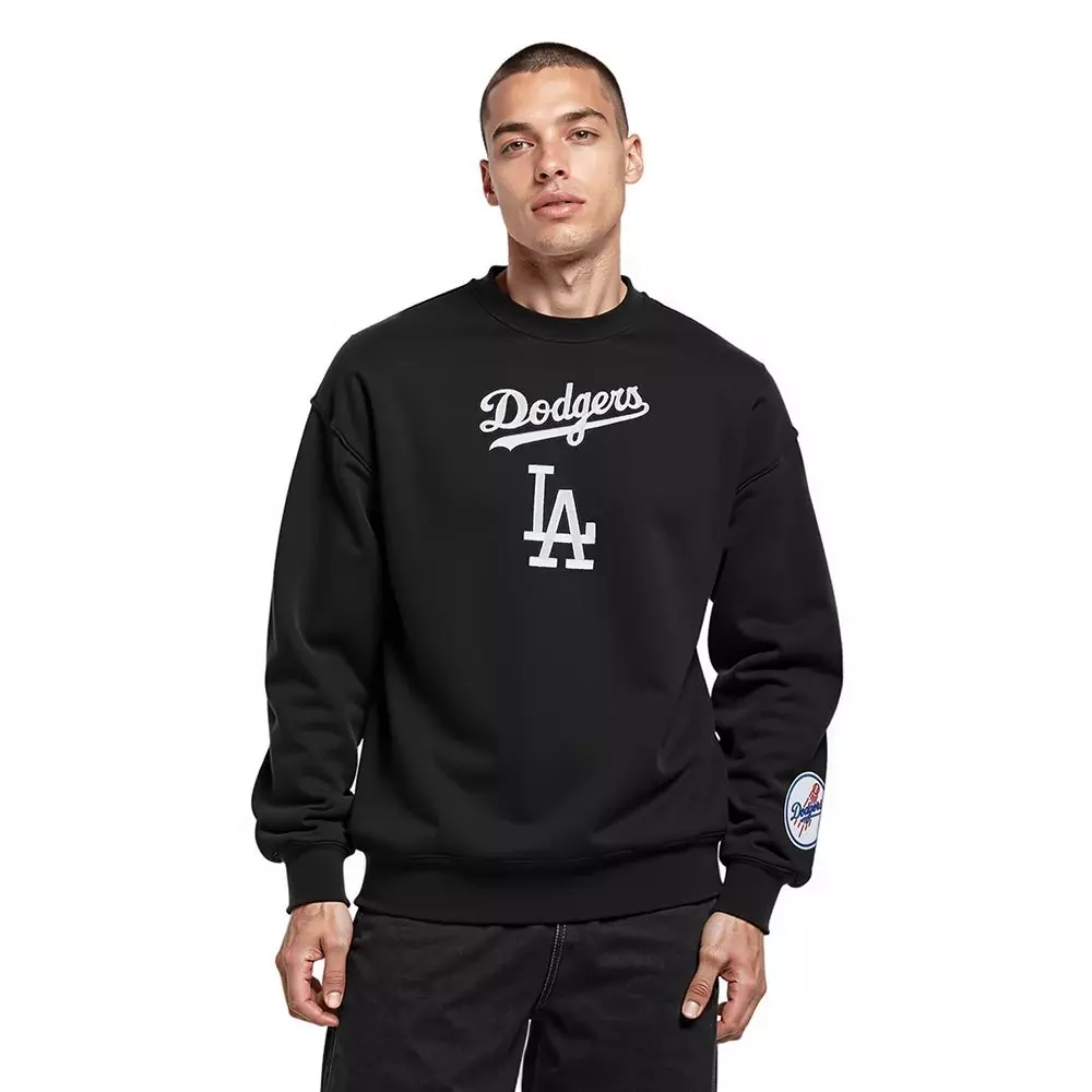 Pro Standard Men's MLB Los Angeles Dodgers Wingspan Drop Shoulder Fleece Crewneck - Black/Blue - BLACK/BLUE