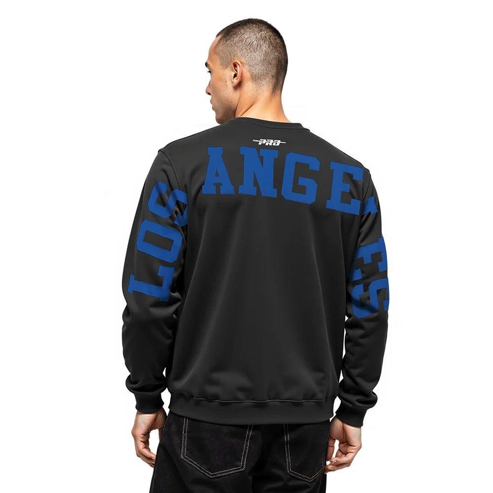 Pro Standard Men's MLB Los Angeles Dodgers Wingspan Drop Shoulder Fleece Crewneck - Black/Blue - BLACK/BLUE