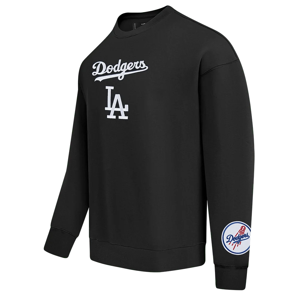 Pro Standard Men's MLB Los Angeles Dodgers Wingspan Drop Shoulder Fleece Crewneck - Black/Blue - BLACK/BLUE