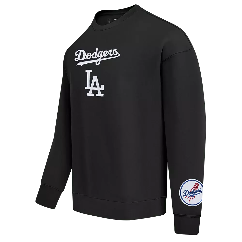 Pro Standard Men's MLB Los Angeles Dodgers Wingspan Drop Shoulder Fleece Crewneck - Black/Blue - BLACK/BLUE