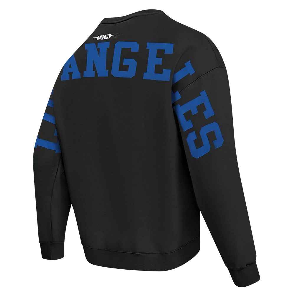 Pro Standard Men's MLB Los Angeles Dodgers Wingspan Drop Shoulder Fleece Crewneck - Black/Blue - BLACK/BLUE