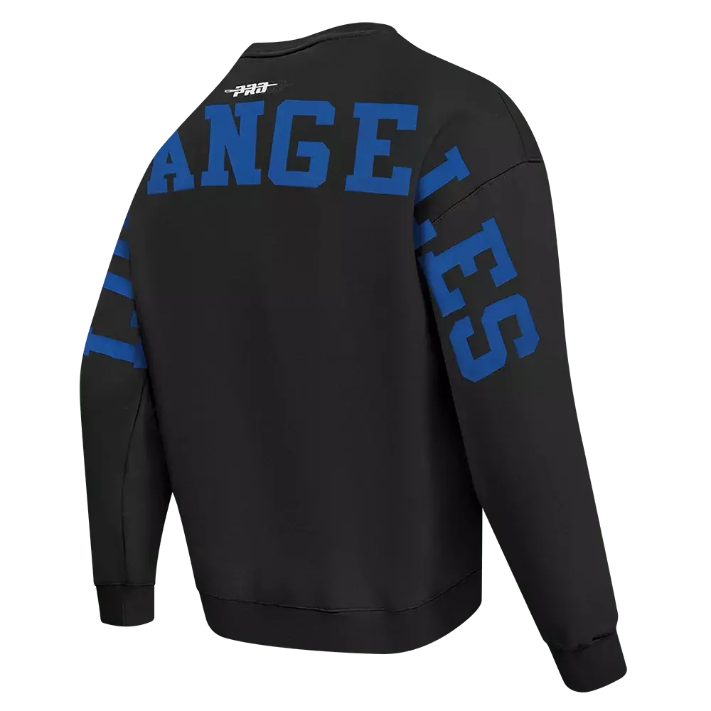 Pro Standard Men's MLB Los Angeles Dodgers Wingspan Drop Shoulder Fleece Crewneck - Black/Blue - BLACK/BLUE