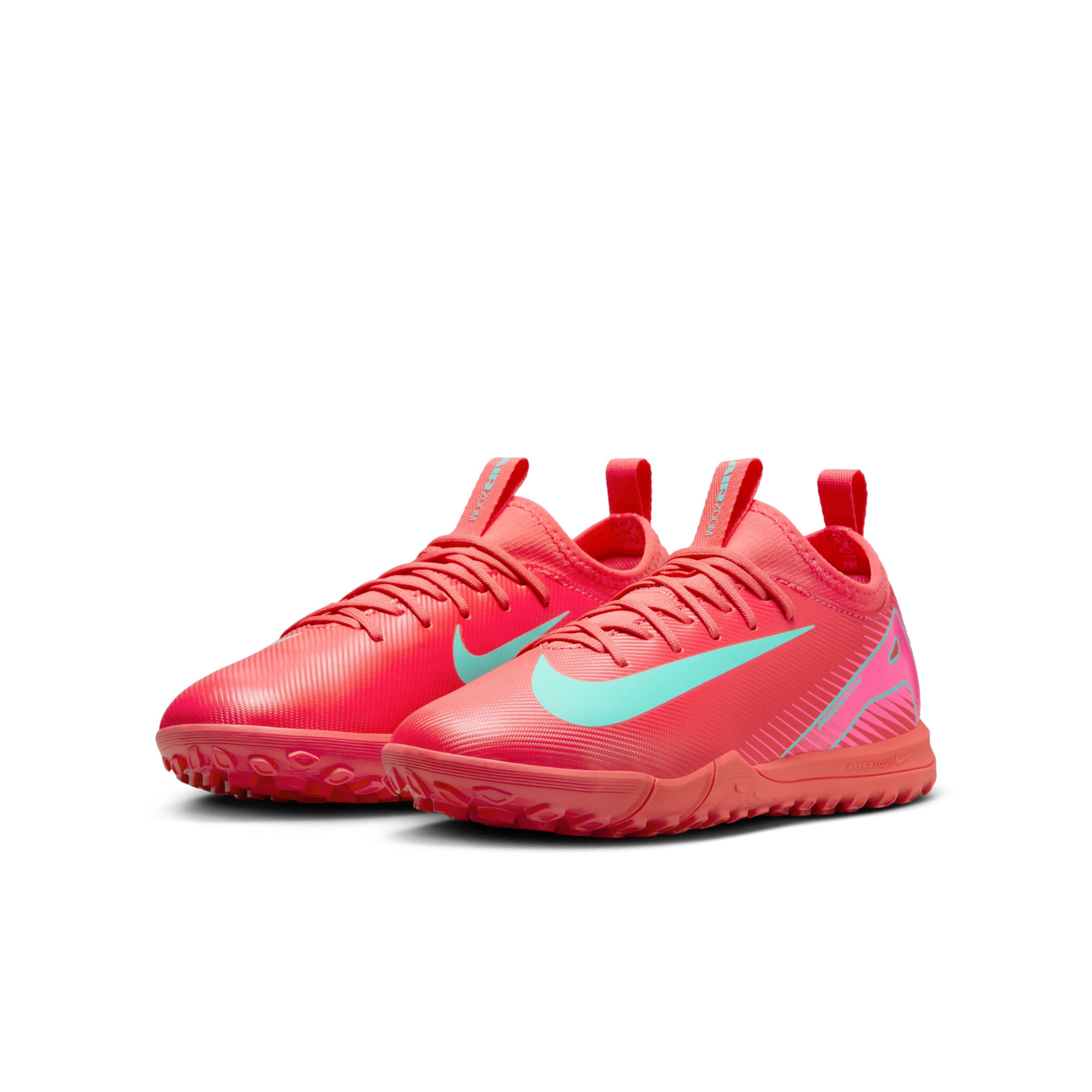 Nike Jr. Mercurial Vapor 16 Academy Turf Grade School Kids' "Ember Glow/Aurora Green" Soccer Shoe