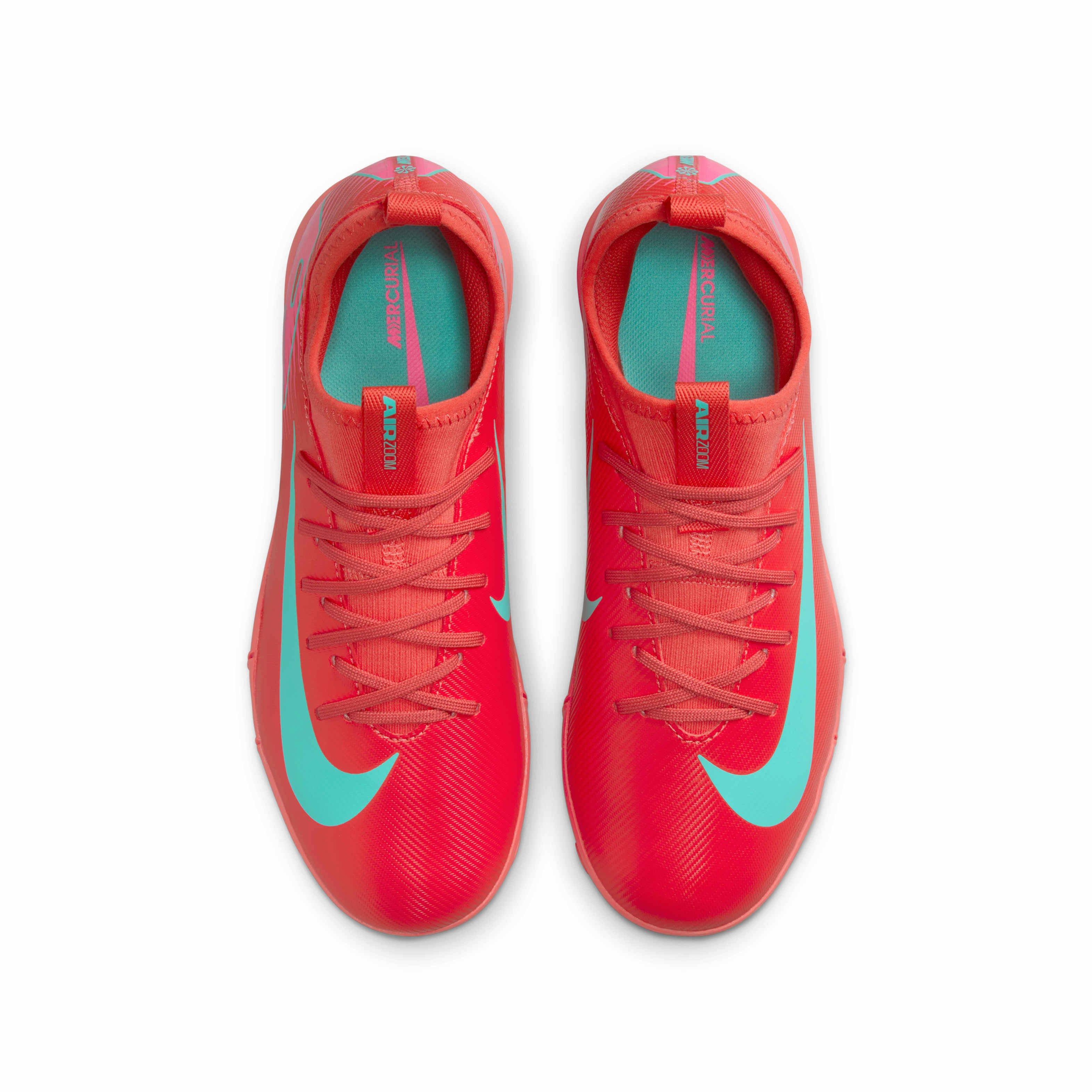 Nike Jr. Mercurial Vapor 16 Academy Turf Grade School Kids' "Ember Glow/Aurora Green" Soccer Shoe