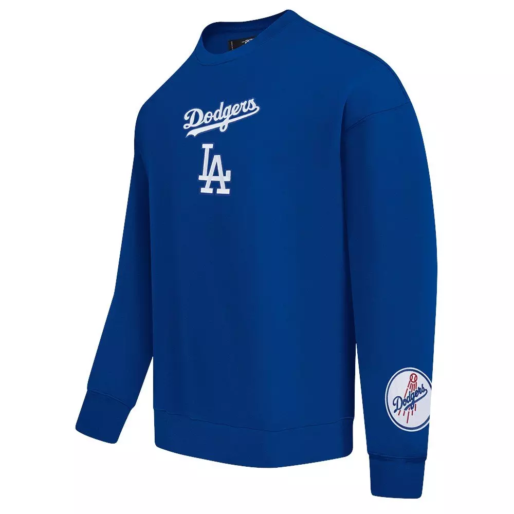 Pro Standard Men's MLB Los Angeles Dodgers Wingspan Drop Shoulder Fleece Crewneck - Blue - BLUE