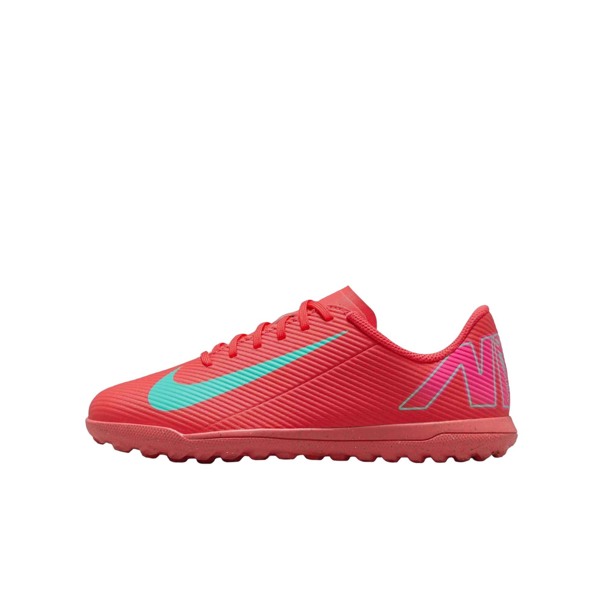 Nike Jr. Mercurial Vapor 16 Club Turf  Grade School Kids' "Ember Glow/Aurora Green" Soccer Shoe