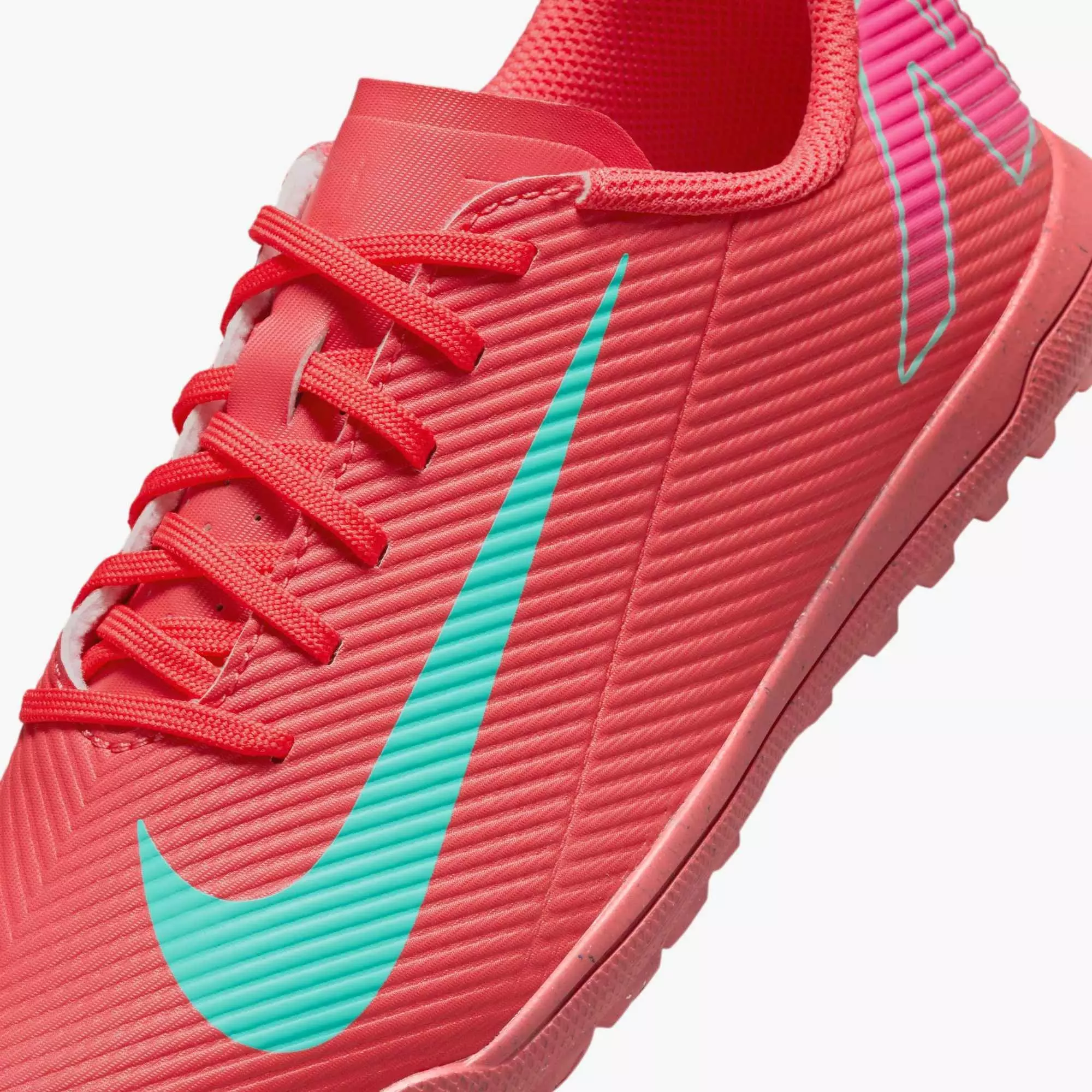 Nike Jr. Mercurial Vapor 16 Club Turf "Ember Glow/Aurora Green" Grade School Kids' Soccer Shoe - EMBER/GREEN