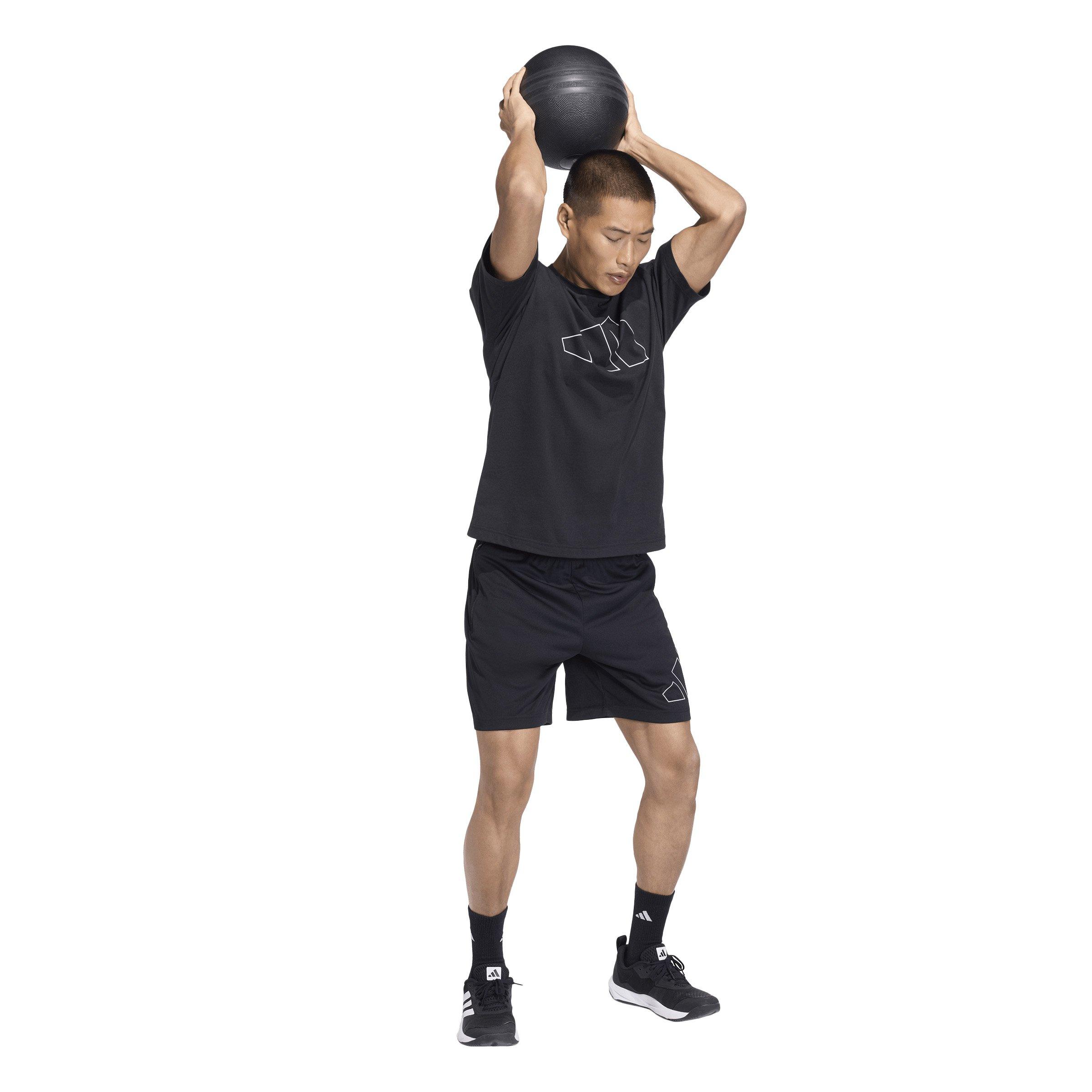 adidas Men's Workout Essentials Feel Ready Logo T-Shirt - Black - BLACK Thumbnail View 5