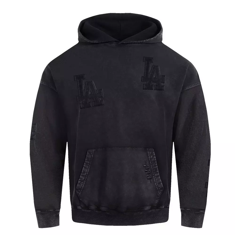 Pro Standard Men's MLB Los Angeles Dodgers Washed Vanguard Enzyme Washed DS PO Hoodie - Washed Black - WASHED BLACK