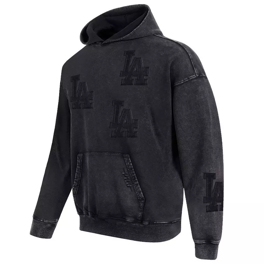 Pro Standard Men's MLB Los Angeles Dodgers Washed Vanguard Enzyme Washed DS PO Hoodie - Washed Black - WASHED BLACK
