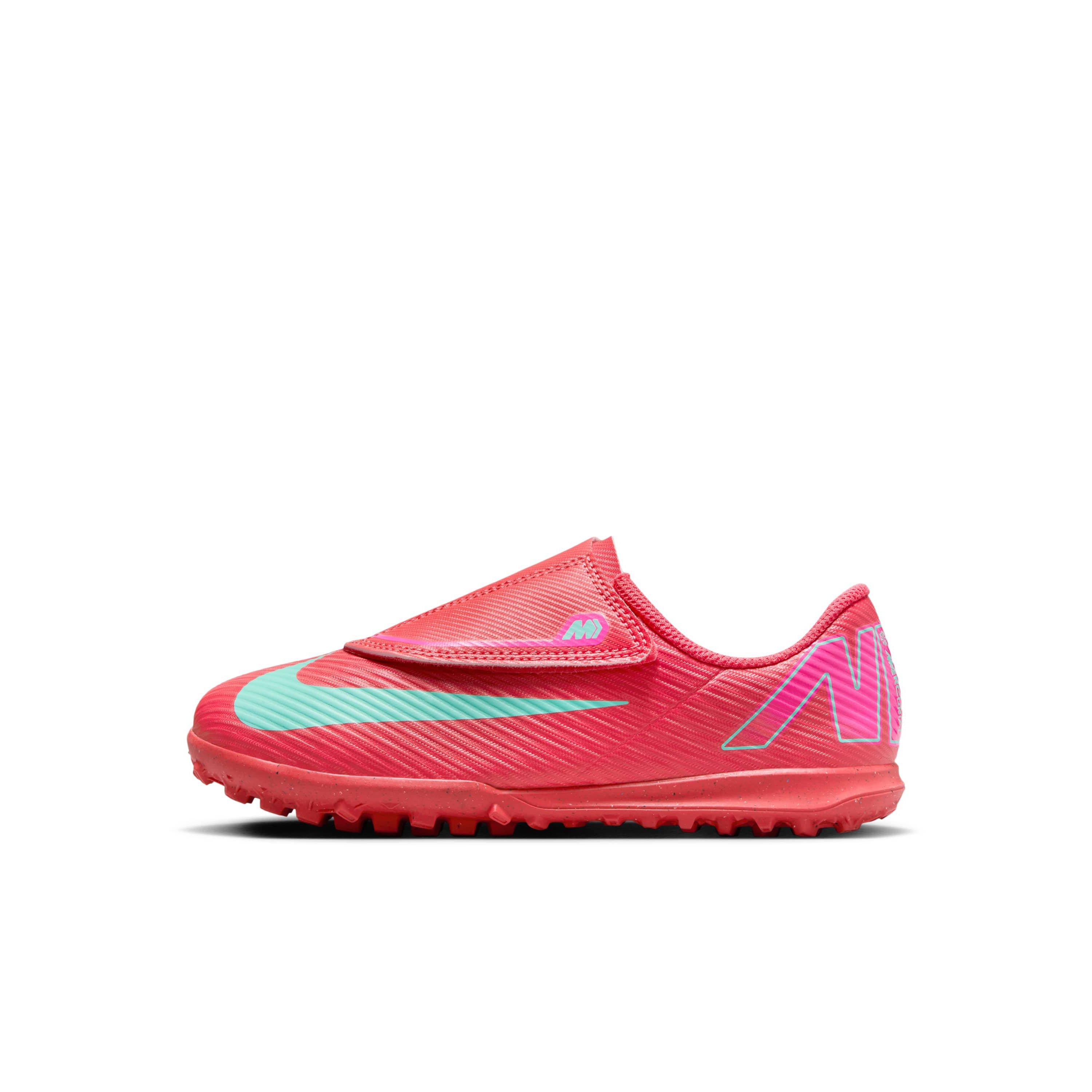 Nike Jr. Mercurial Vapor 16 Club Turf Preschool Kids' "Ember Glow/Aurora Green" Soccer Shoe