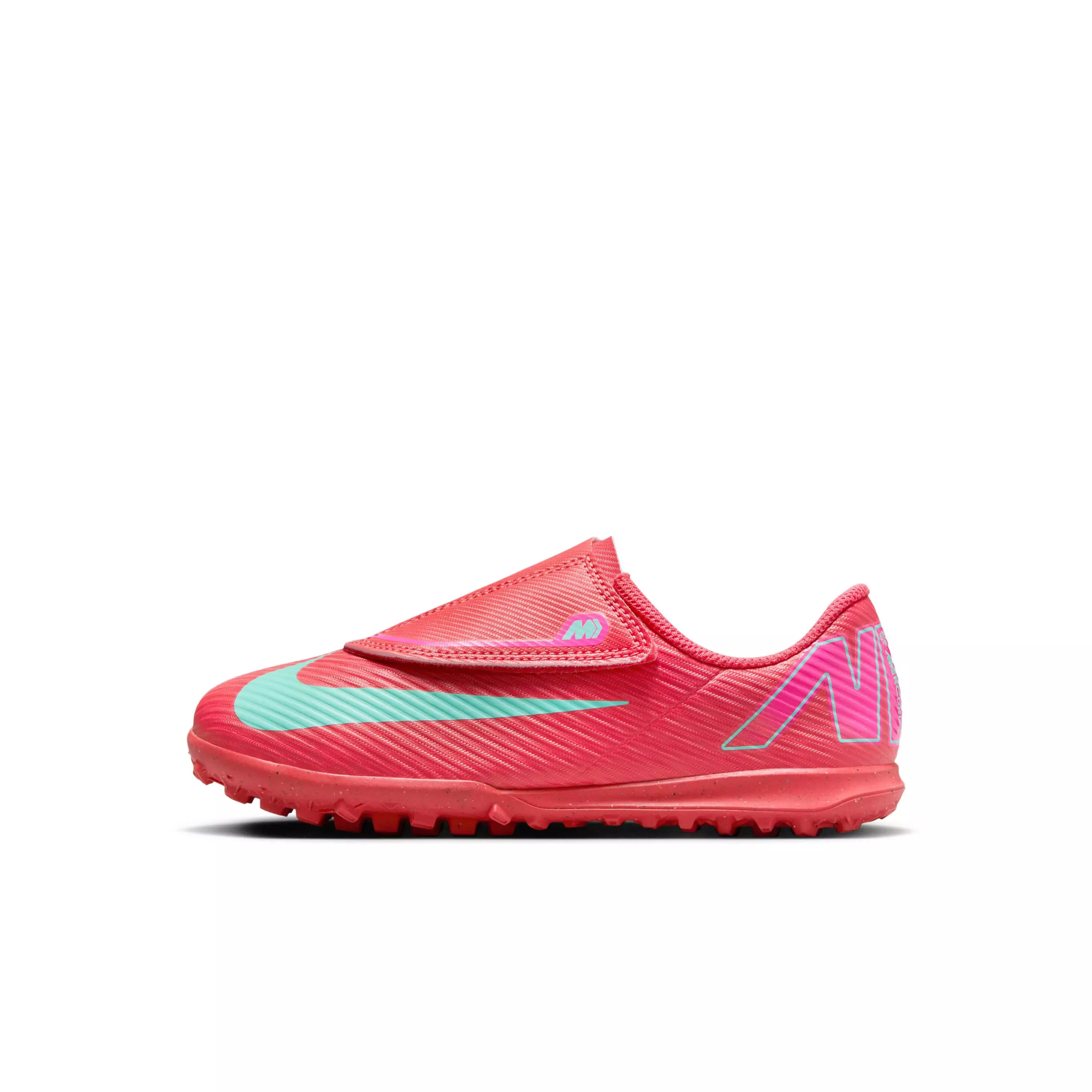 Nike Jr. Mercurial Vapor 16 Club Turf "Ember Glow/Aurora Green" Preschool Kids' Soccer Shoe - EMBER/GREEN