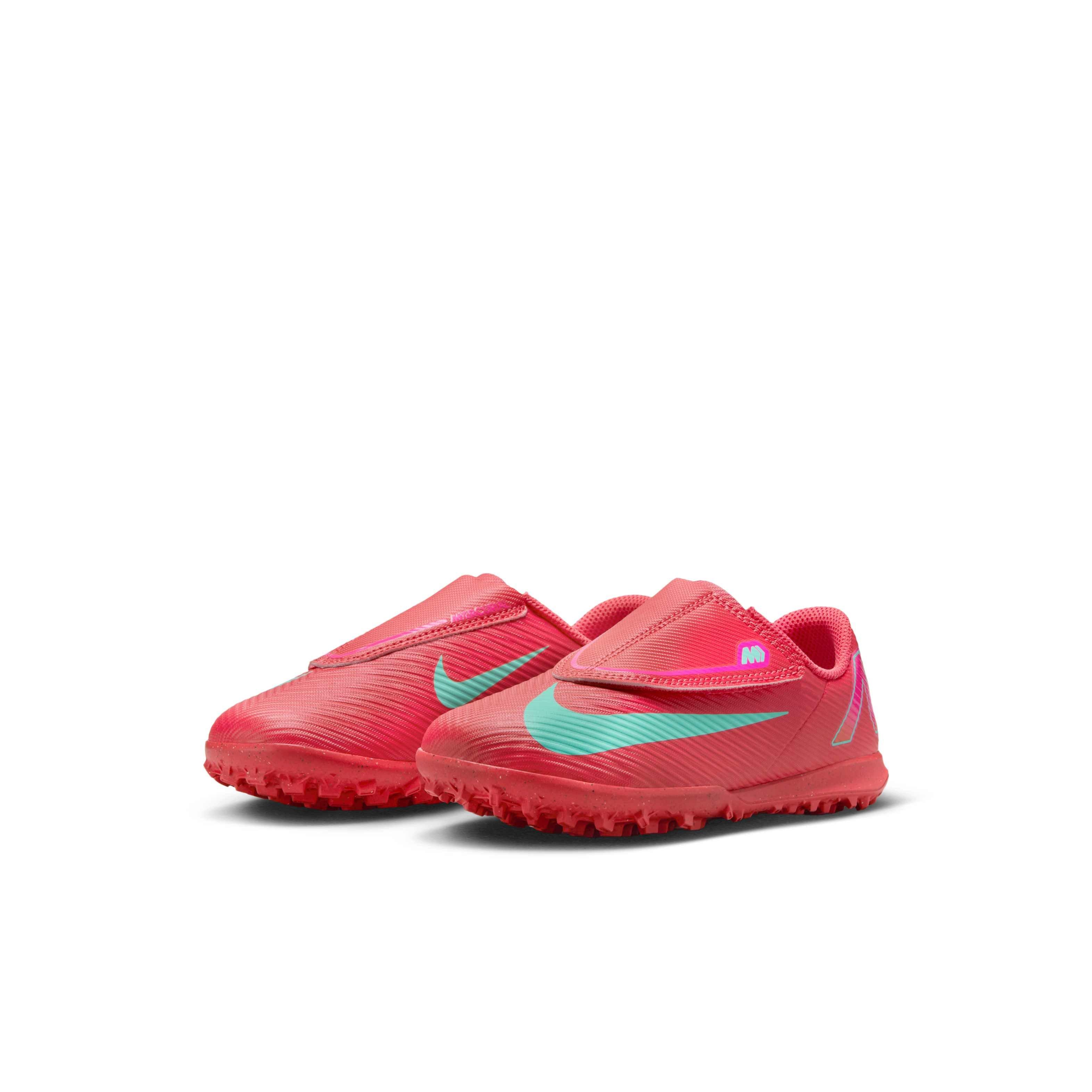 Nike Jr. Mercurial Vapor 16 Club Turf Preschool Kids' "Ember Glow/Aurora Green" Soccer Shoe