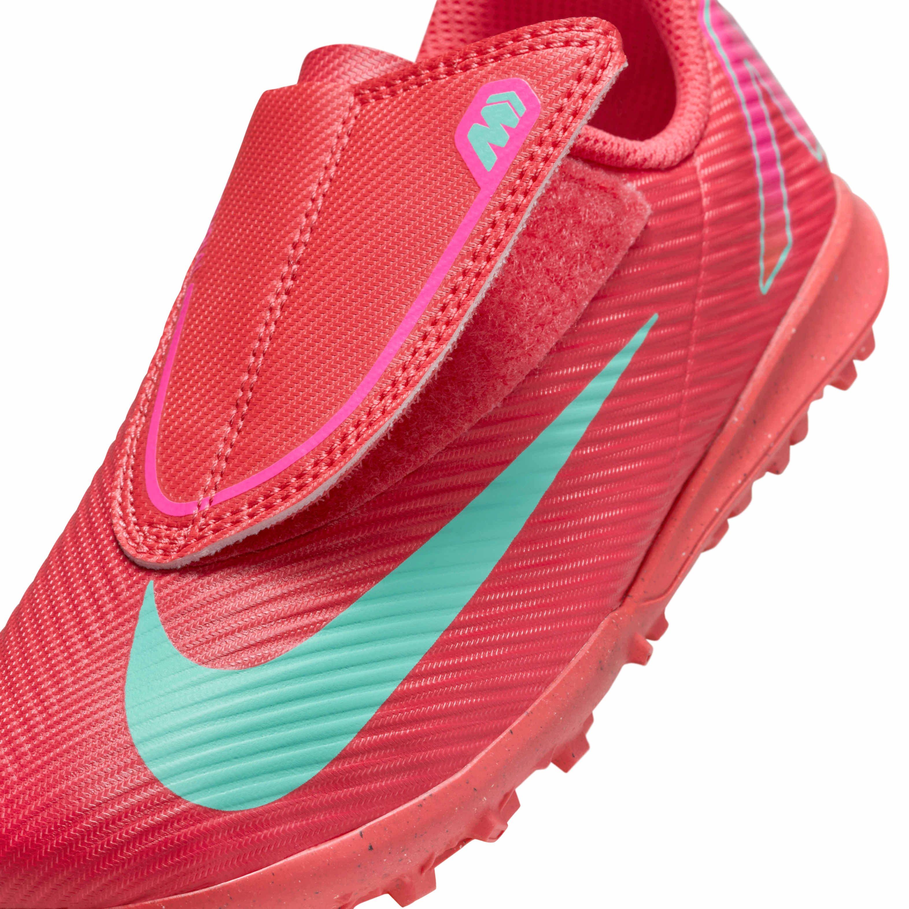Nike Jr. Mercurial Vapor 16 Club Turf Preschool Kids' "Ember Glow/Aurora Green" Soccer Shoe