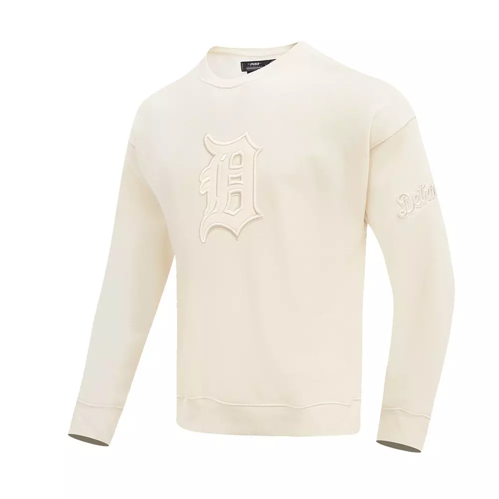 Pro Standard Men's MLB Detroit Tigers Neutral Drop Shoulder Crewneck Sweatshirt - Eggshell - EGGSHELL