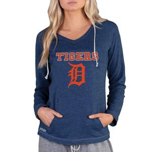 College Concepts Women's Mainstream Terry Long Sleeve Detroit Tigers Hoodie Top -Navy