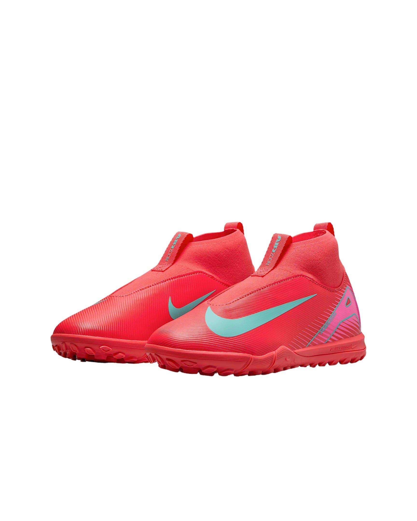 Nike Jr. Mercurial Superfly 10 Academy Turf "Ember Glow/Aurora Green" Grade School Kids' Soccer Shoe