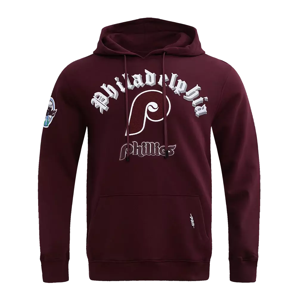 Pro Standard Men's MLB Philadelphia Phillies Old English Pullover Hoodie - Wine - WINE