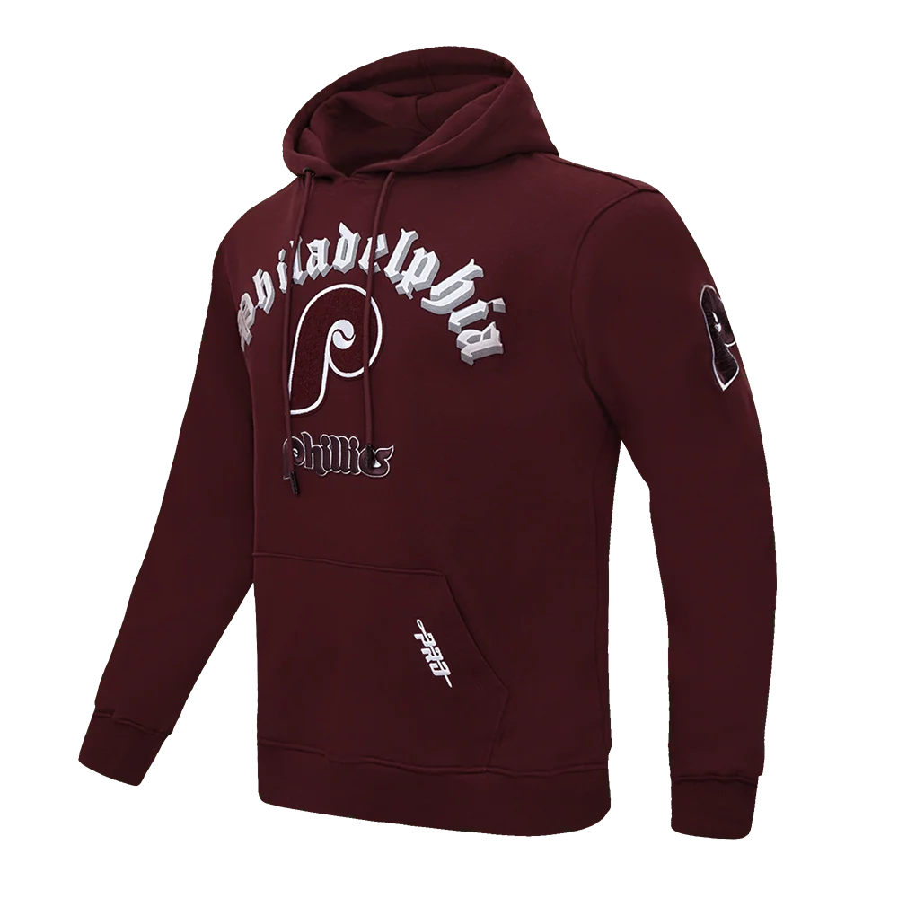 Pro Standard Men's MLB Philadelphia Phillies Old English Pullover Hoodie - Wine - WINE