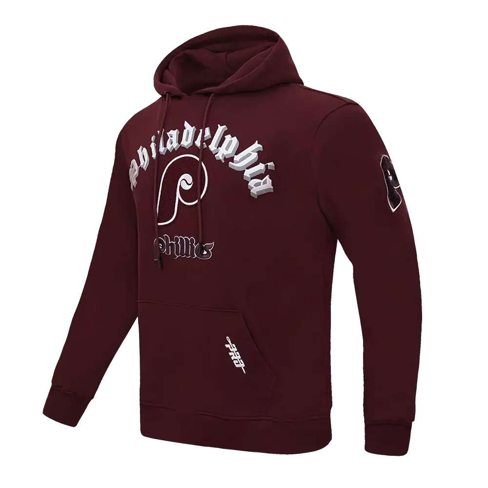 Pro Standard Men's MLB Philadelphia Phillies Old English Pullover Hoodie - Wine - WINE