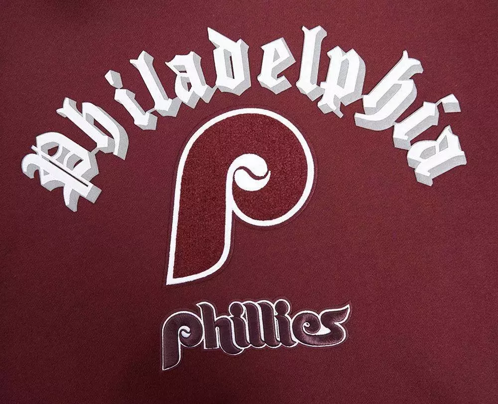 Pro Standard Men's MLB Philadelphia Phillies Old English Pullover Hoodie - Wine - WINE