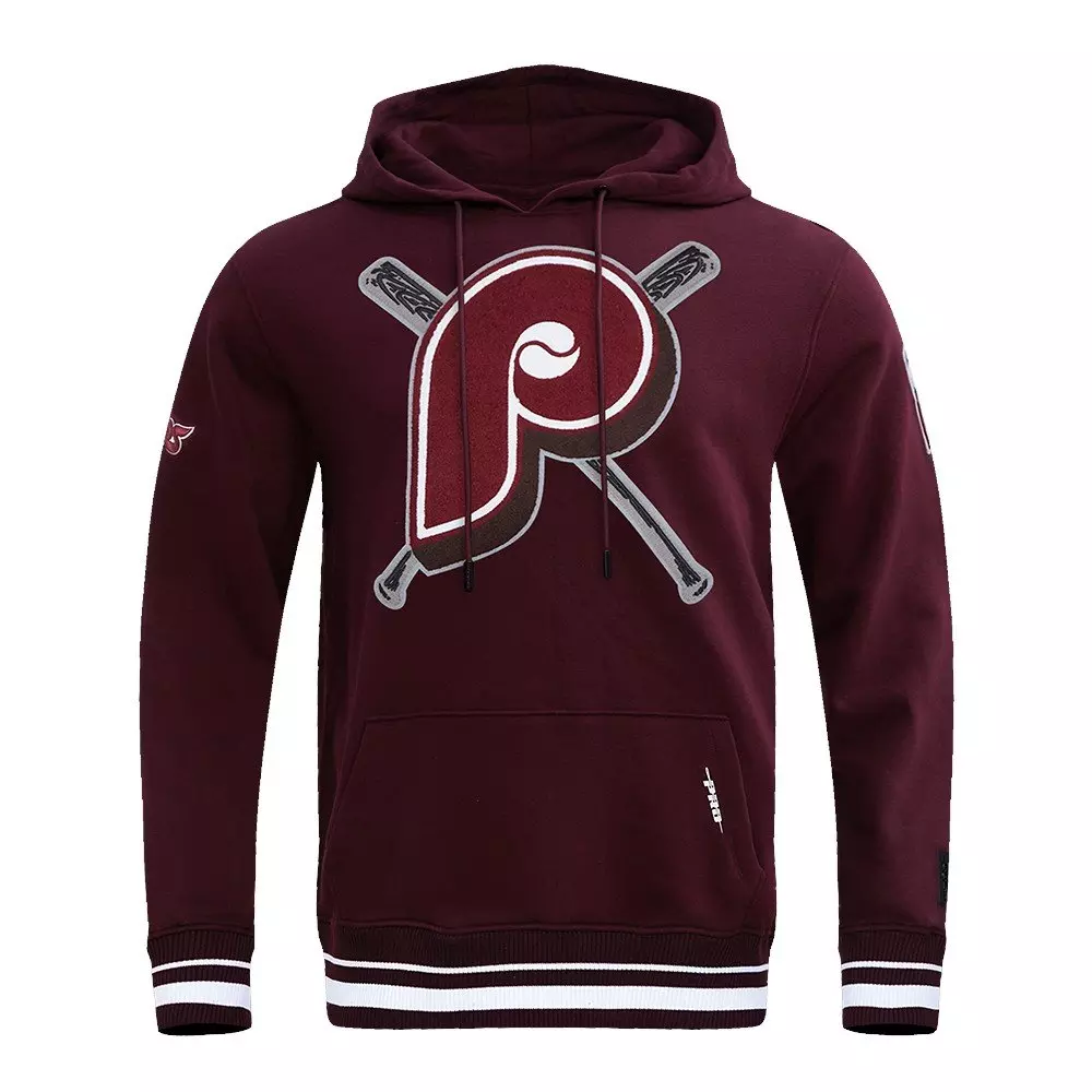 Pro Standard Men's MLB Philadelphia Phillies Retro Mashup Rib Pullover Hoodie - Wine - WINE