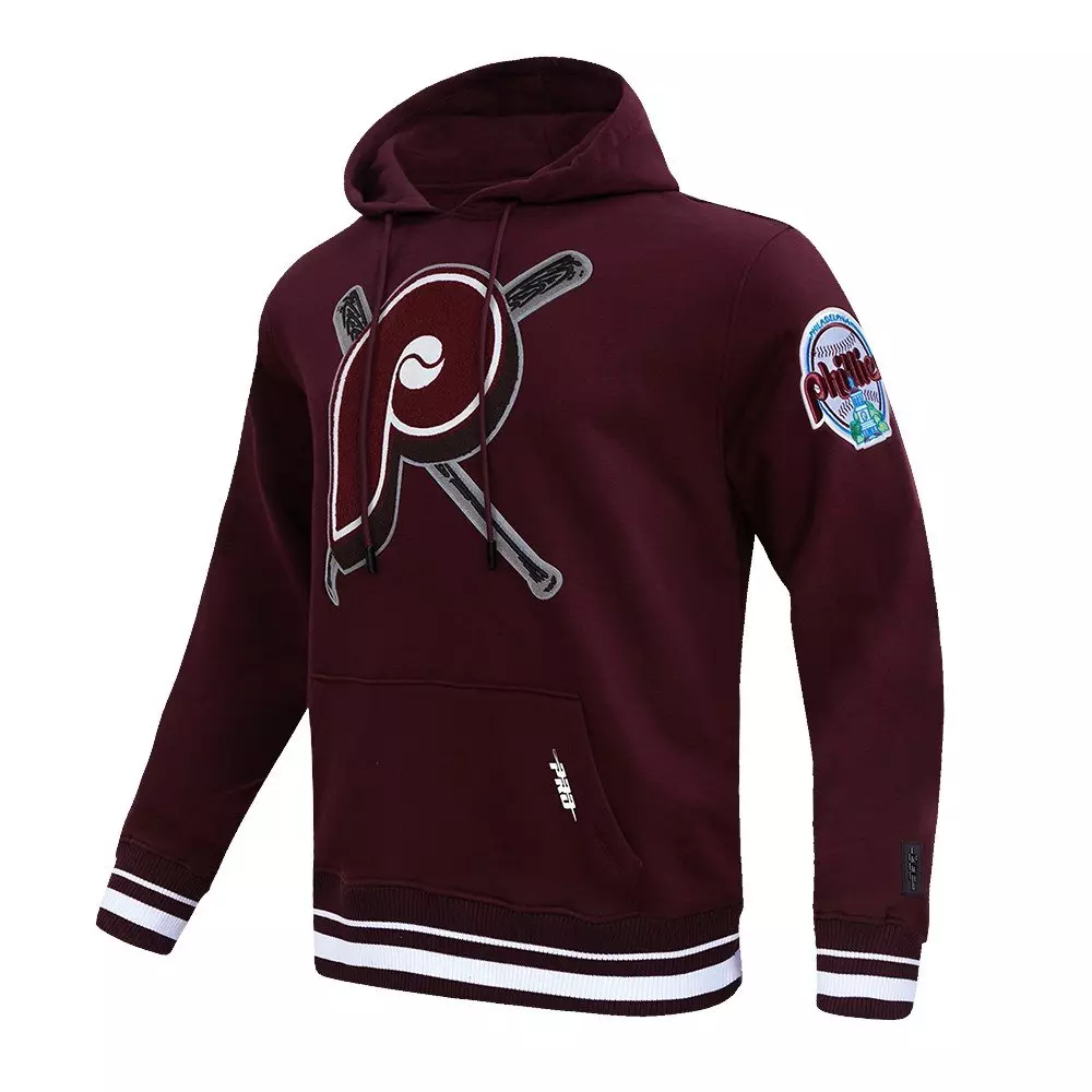 Pro Standard Men's MLB Philadelphia Phillies Retro Mashup Rib Pullover Hoodie - Wine - WINE