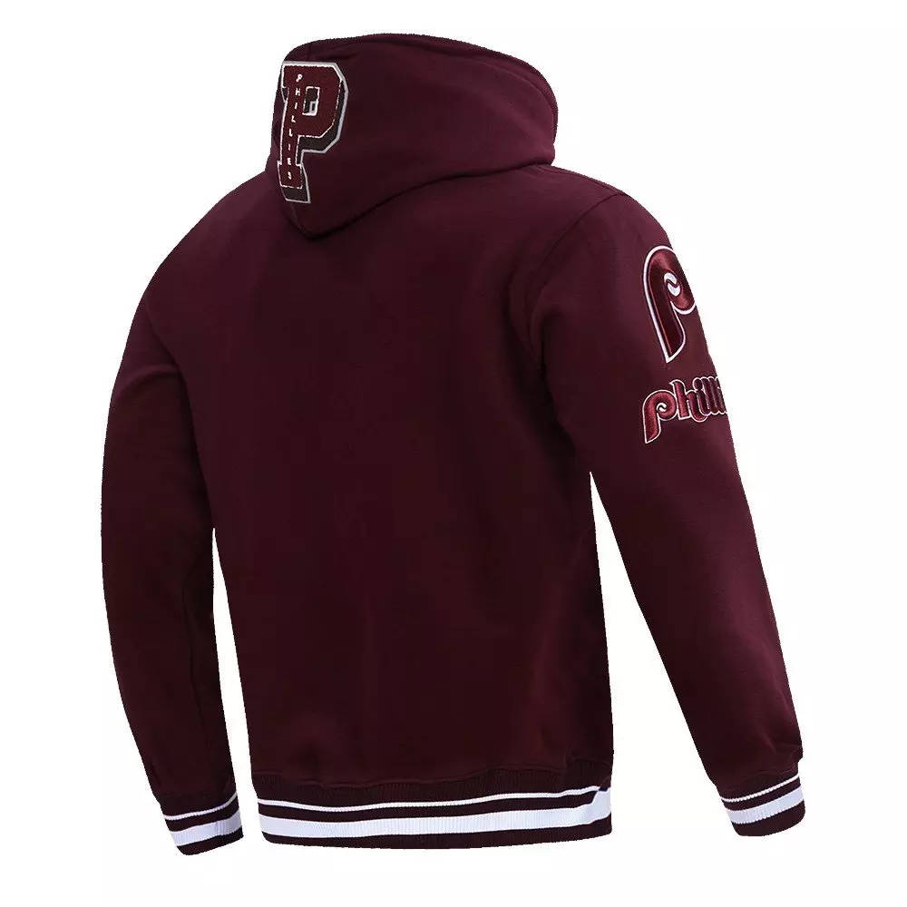 Pro Standard Men's MLB Philadelphia Phillies Retro Mashup Rib Pullover Hoodie - Wine - WINE