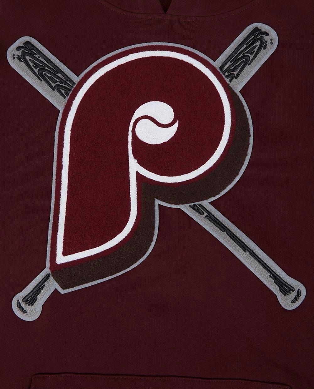 Pro Standard Men's MLB Philadelphia Phillies Retro Mashup Rib Pullover Hoodie - Wine - WINE