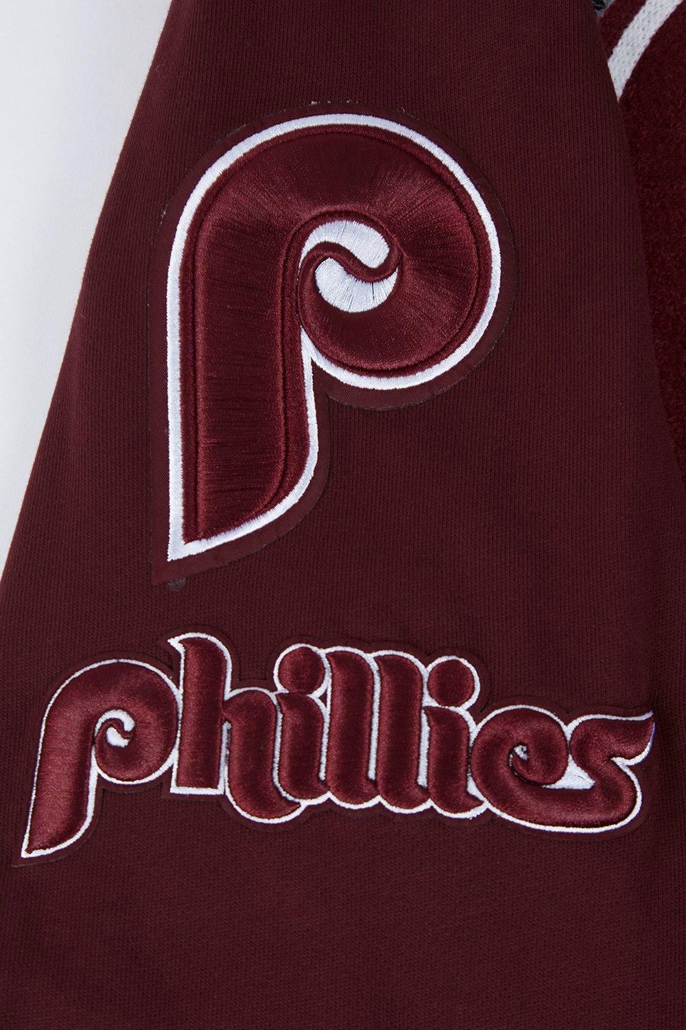 Pro Standard Men's MLB Philadelphia Phillies Retro Mashup Rib Pullover Hoodie - Wine - WINE