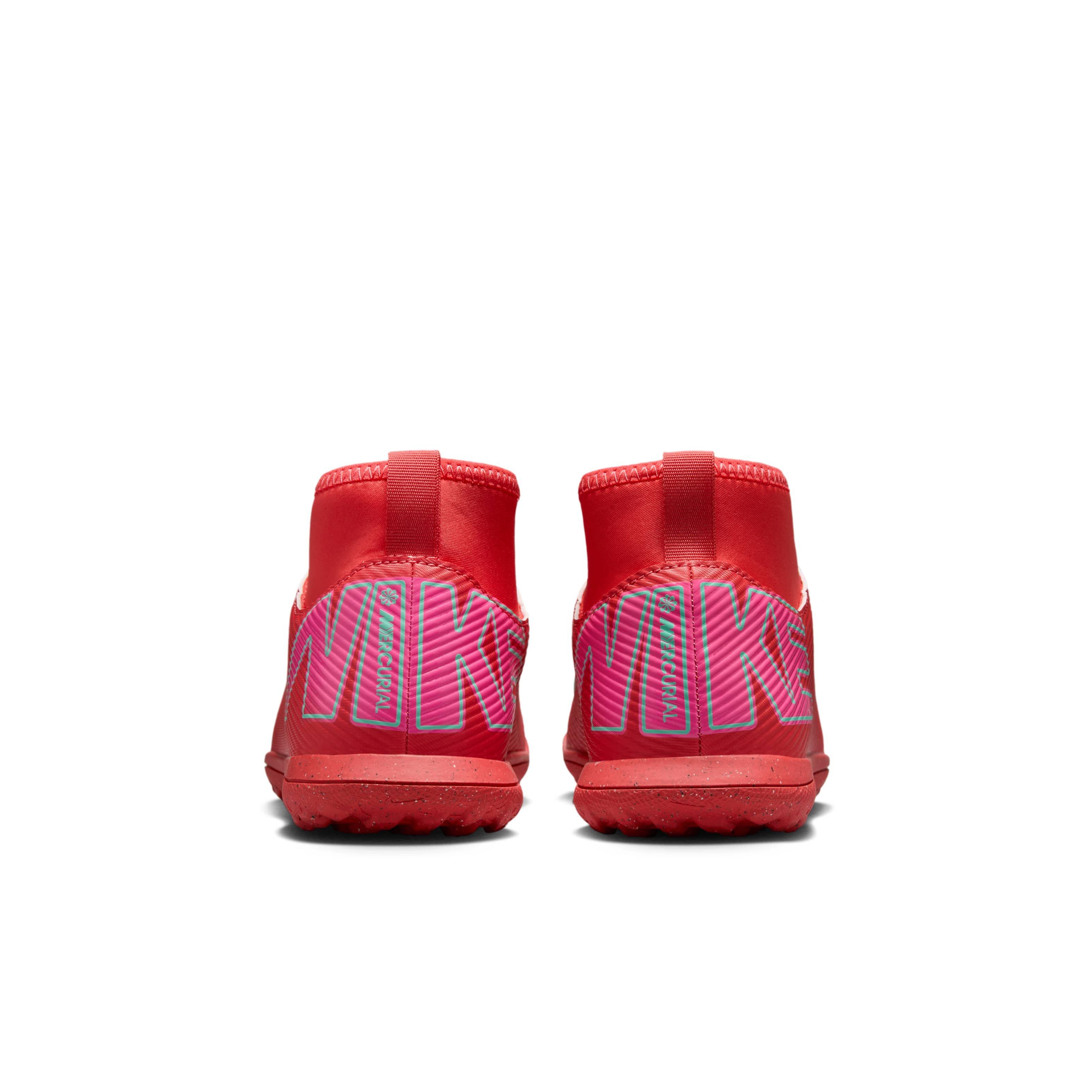 Nike Jr. Mercurial Superfly 10 Club Turf Grade School Kids' "Ember Glow/Aurora Green" Soccer Shoe