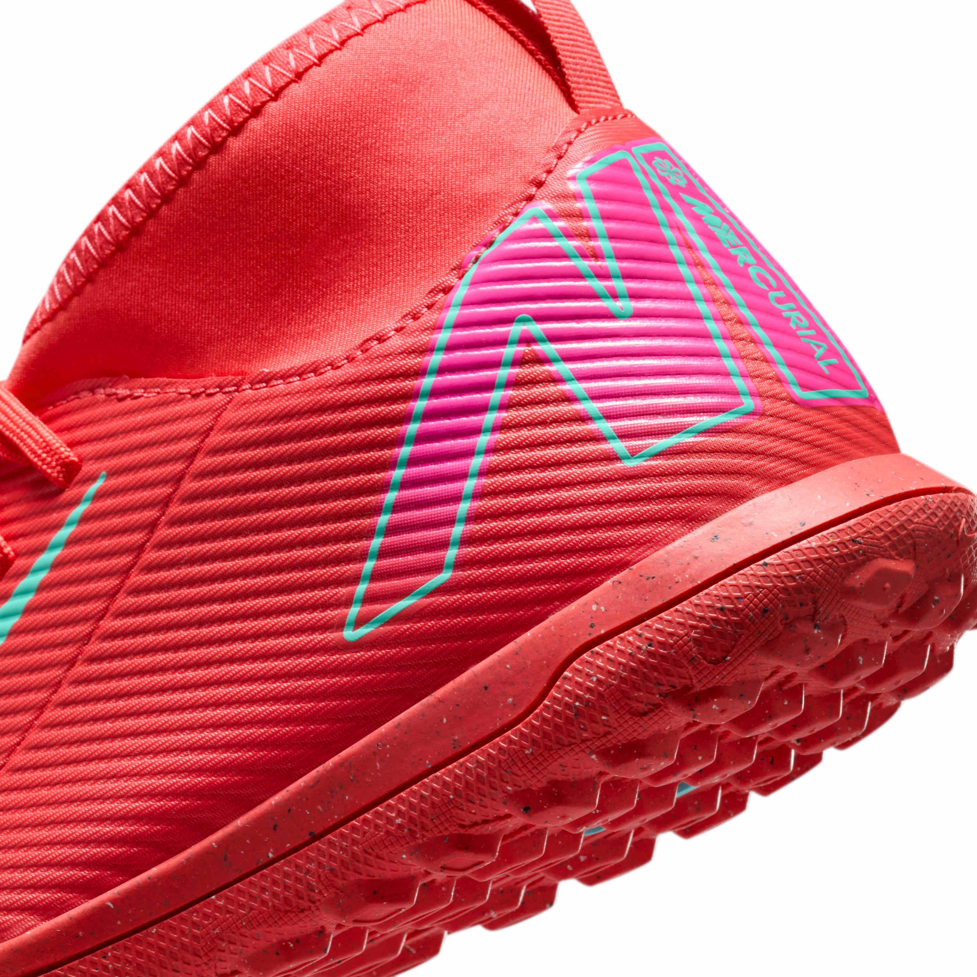 Nike Jr. Mercurial Superfly 10 Club Turf Grade School Kids' "Ember Glow/Aurora Green" Soccer Shoe