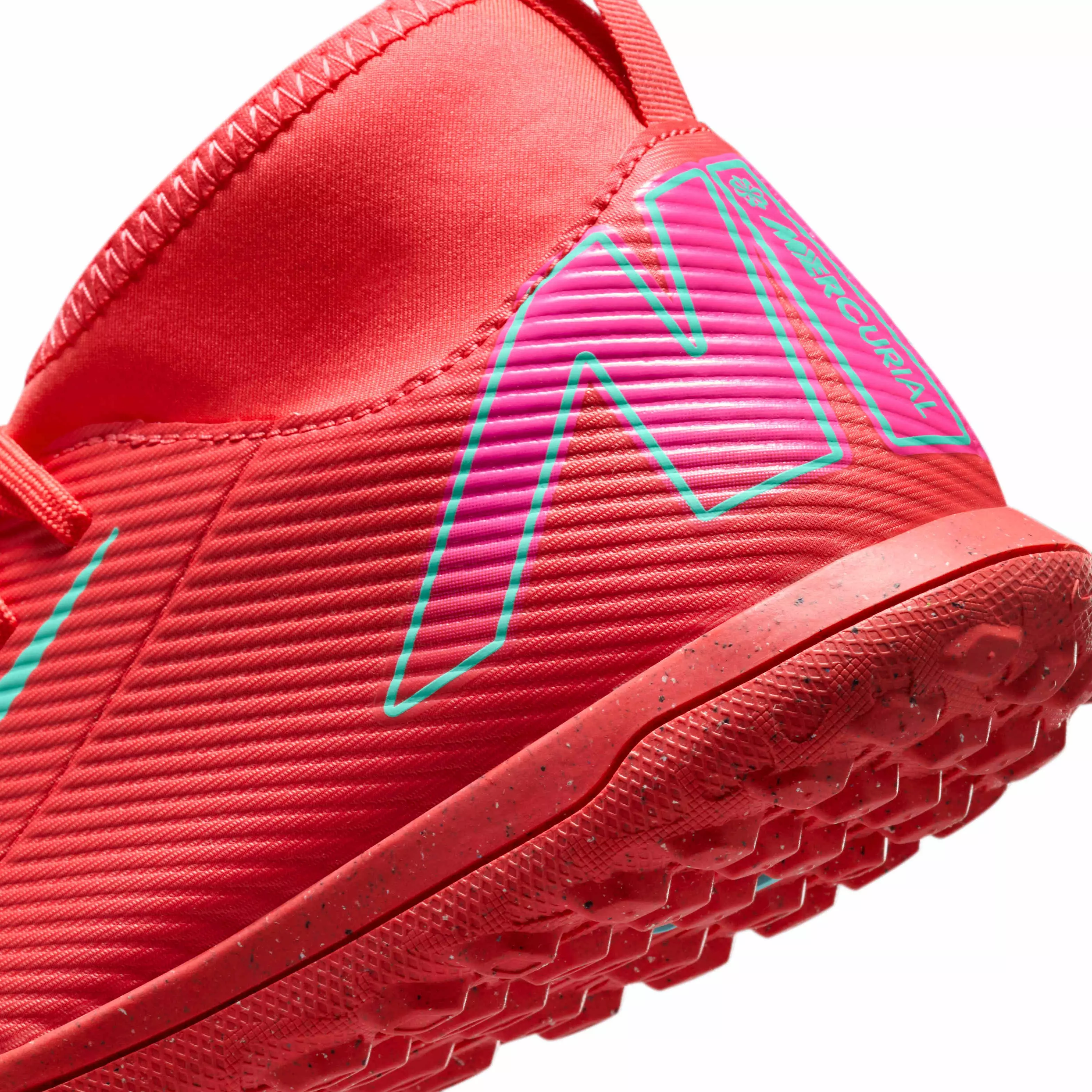 Nike Jr. Mercurial Superfly 10 Club Turf "Ember Glow/Aurora Green" Grade School Kids' Soccer Shoe - EMBER/GREEN