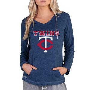 College Concepts Women's Mainstream Terry Long Sleeve Minnesota Twins Hoodie Top -Navy