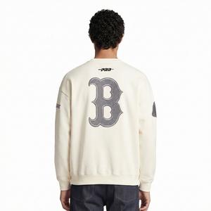 Pro Standard Men's MLB Boston Red Sox Reverse French Terry Drop Shoulder Fleece Crewneck - Eggshell - EGGSHELL